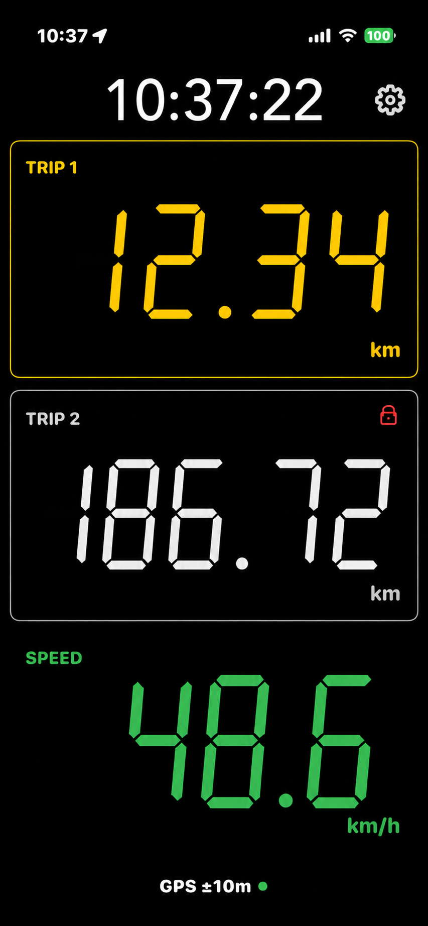 EZ Rally Tripmeter main screen